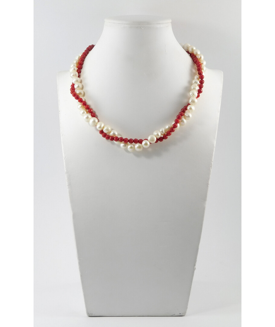 Necklace "Breath of Love" Pearls, Coral