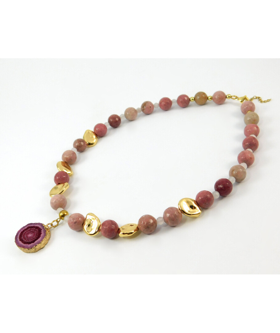 Necklace "Hestia" Rhodonite, Adular