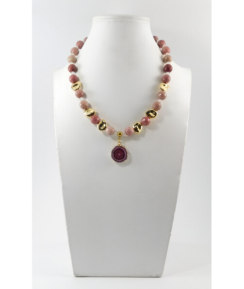 Necklace "Hestia" Rhodonite, Adular