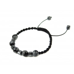 Shamballa bracelet "Altey" Obsidian, Hematite
