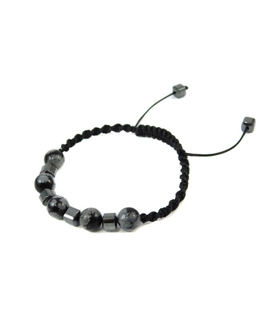 Shamballa bracelet "Altey" Obsidian, Hematite