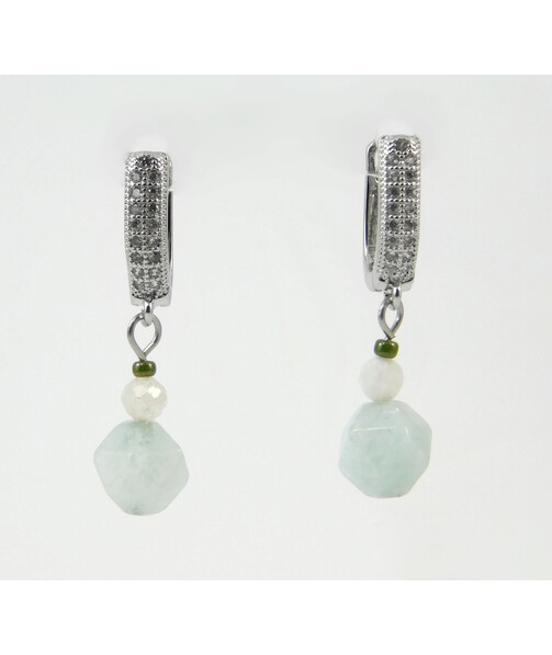 Earrings "Blue Maiden" Aquamarine, Adular