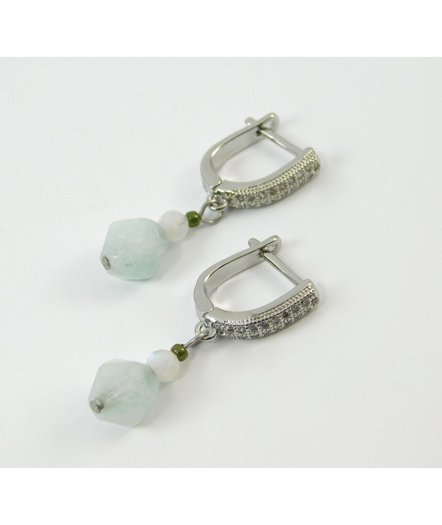 Earrings "Blue Maiden" Aquamarine, Adular