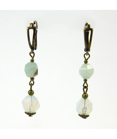 Earrings "Dandelion" Synthetic moonstone, Amazonite