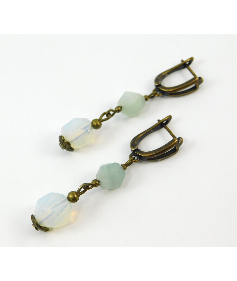 Earrings "Dandelion" Synthetic moonstone, Amazonite