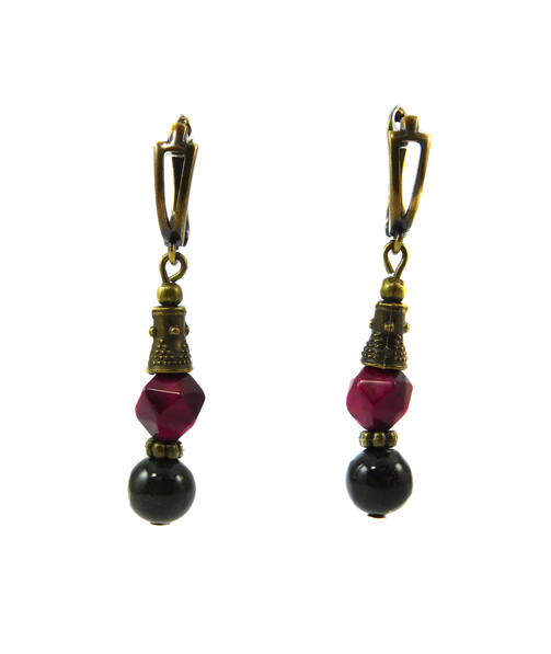 Earrings "Roosters" Snake, Cat's eye