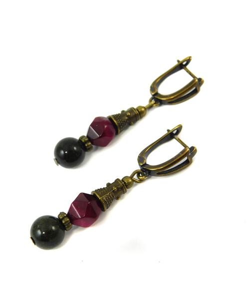 Earrings "Roosters" Snake, Cat's eye