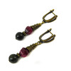 Earrings &quot;Roosters&quot; Snake, Cat&#039;s eye