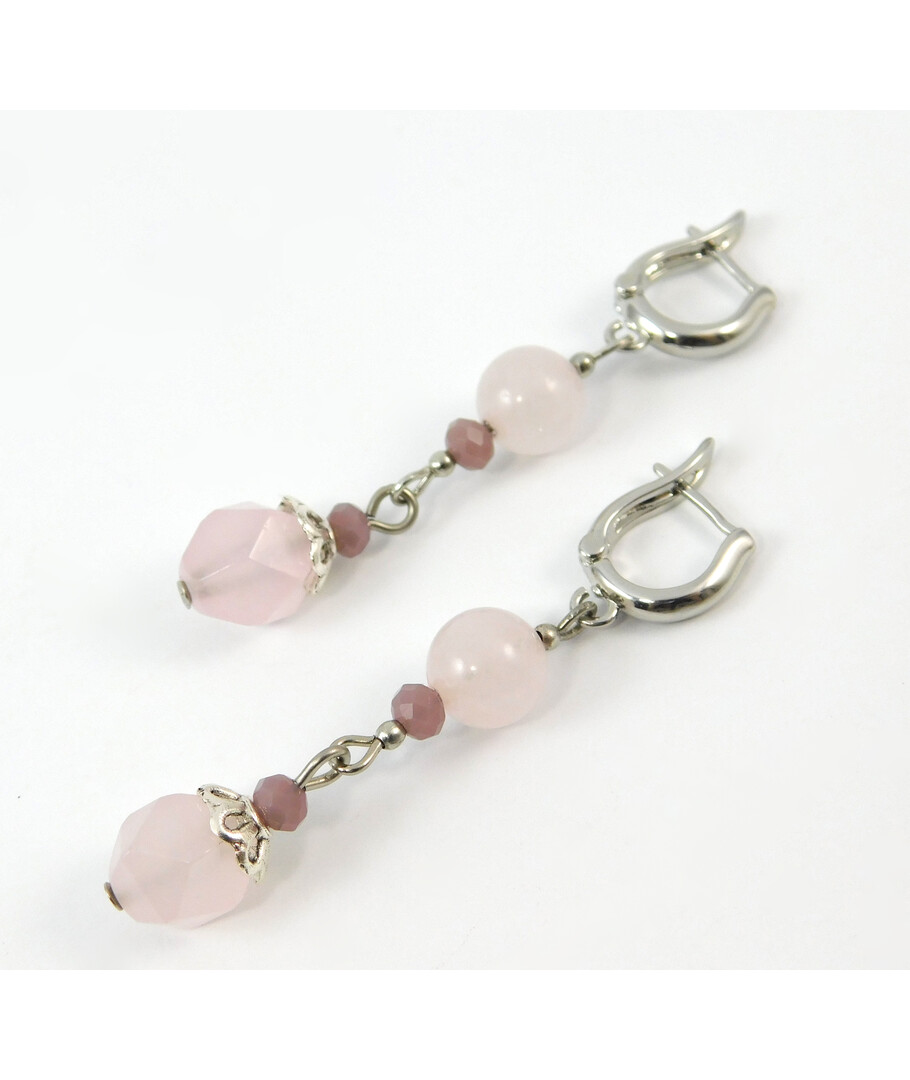 Earrings "Gladiolus" Rose quartz