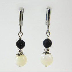 Earrings "Chess Queen" Mother of pearl, Lava