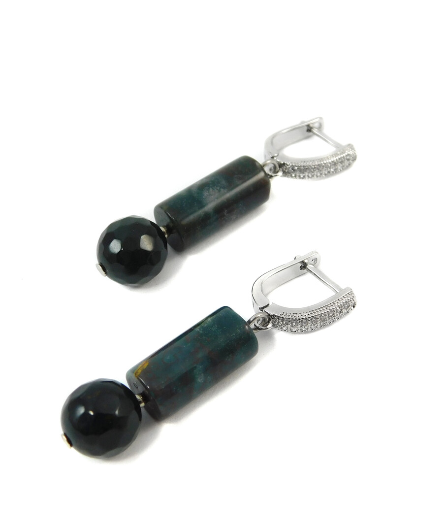 Earrings "Green Eye" Mossy agate