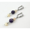 Earrings &quot;Melinda&quot; Amethyst, Rose Quartz, Pearls