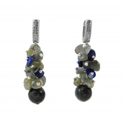 Earrings "Blue Symphony" Obsidian, lapis lazuli, labrador crumb