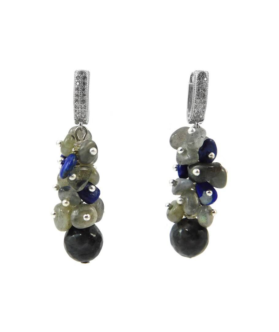 Earrings "Blue Symphony" Obsidian, lapis lazuli, labrador crumb