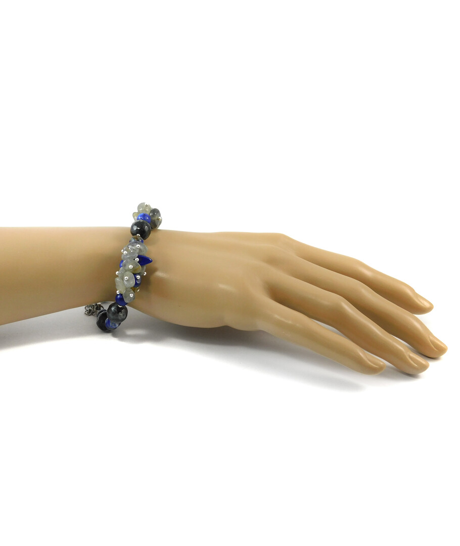 Bracelet "Blue Symphony" Obsidian, lapis lazuli, labrador crumb