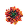 Brooch &quot;Spring Poppy&quot; Chrysoprase, Coral crumb