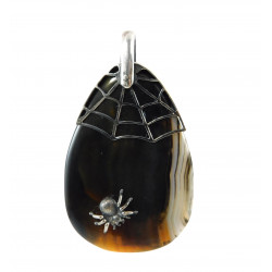 Agate "Spider" pendant, silver