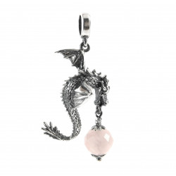 Rose quartz "Dragon" pendant, silver
