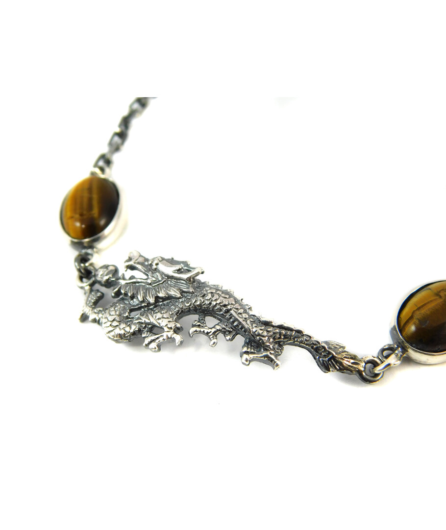 Tiger eye "Dragon" bracelet, silver