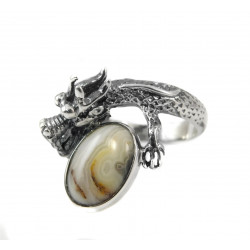 Agate "Dragon" ring, silver