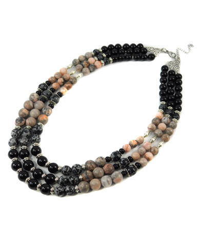 Necklace "Nymeria" Agate, Obsidian