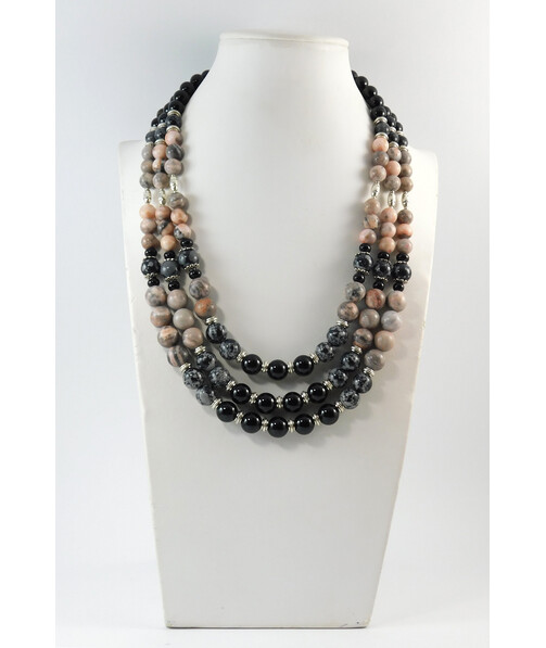 Necklace "Nymeria" Agate, Obsidian