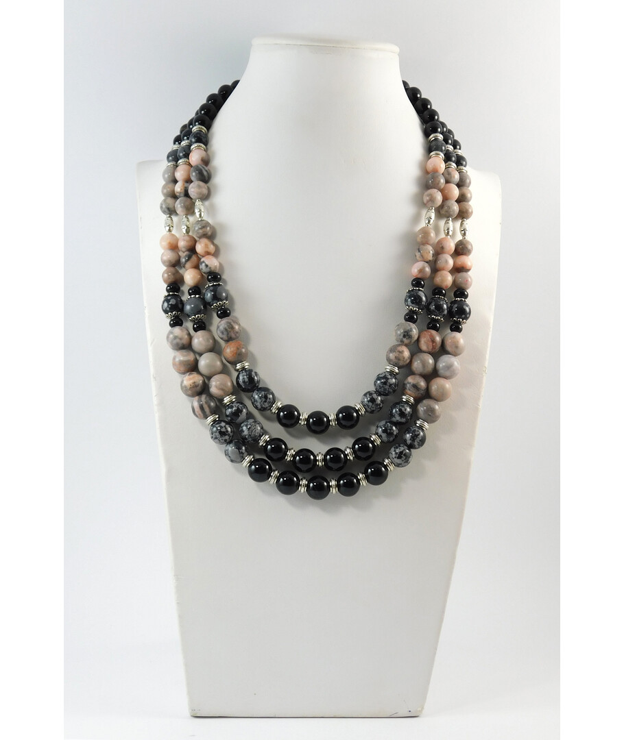 Necklace "Nymeria" Agate, Obsidian