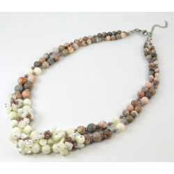 Necklace "Siamese eyes" Agate, Mother of pearl