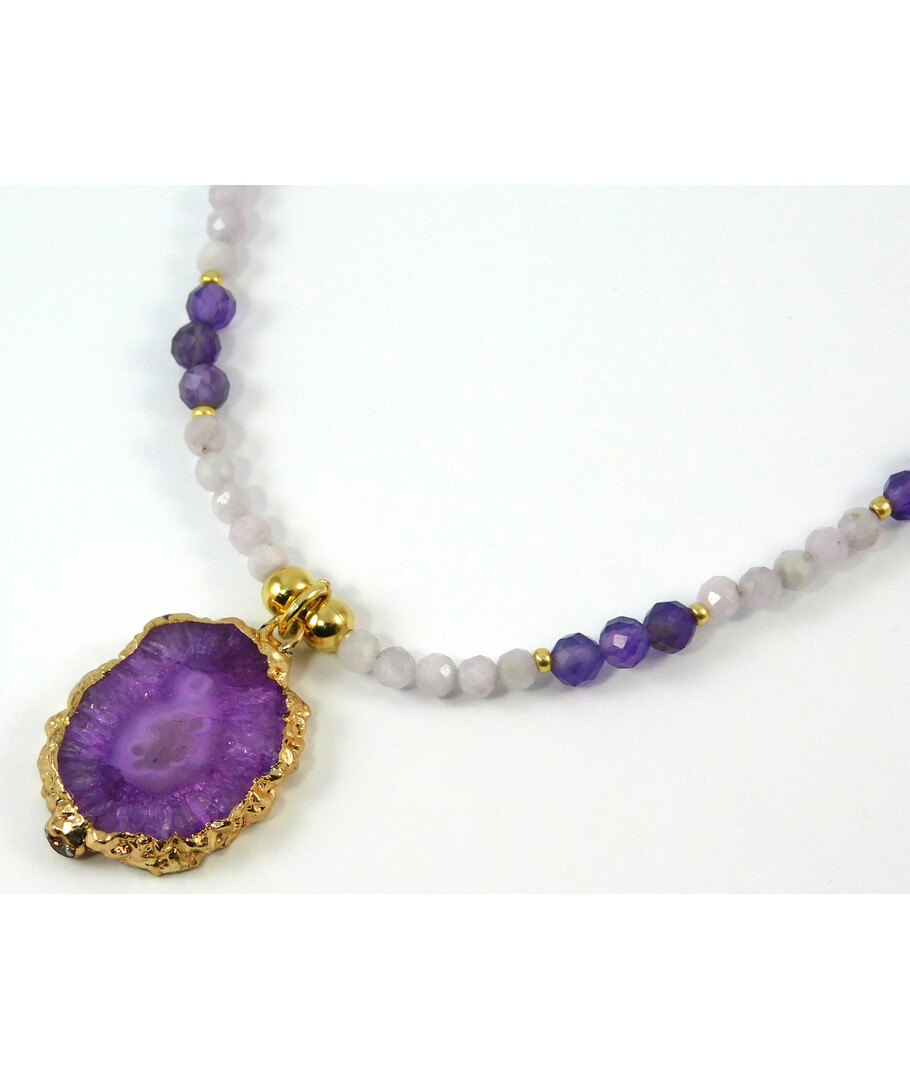 Necklace "Silk" Amethyst, Kunzite