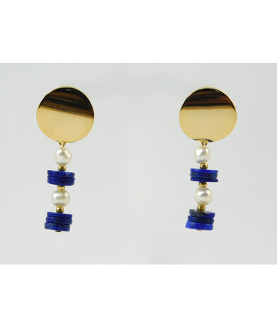 Earrings "Prosecco" Lapis lazuli, Pearls