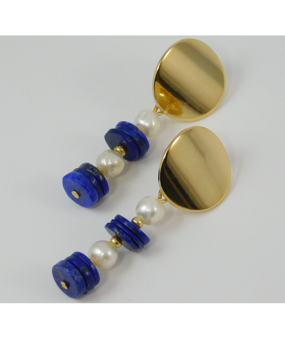 Earrings "Prosecco" Lapis lazuli, Pearls