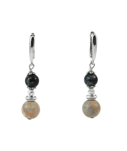 Earrings "Nymeria" Agate, Obsidian