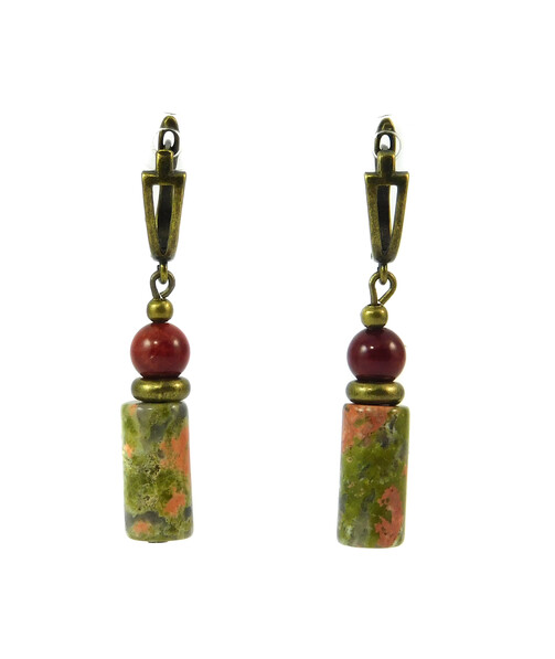 Earrings "Tendency" Coral, Jasper