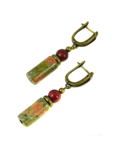 Earrings "Tendency" Coral, Jasper