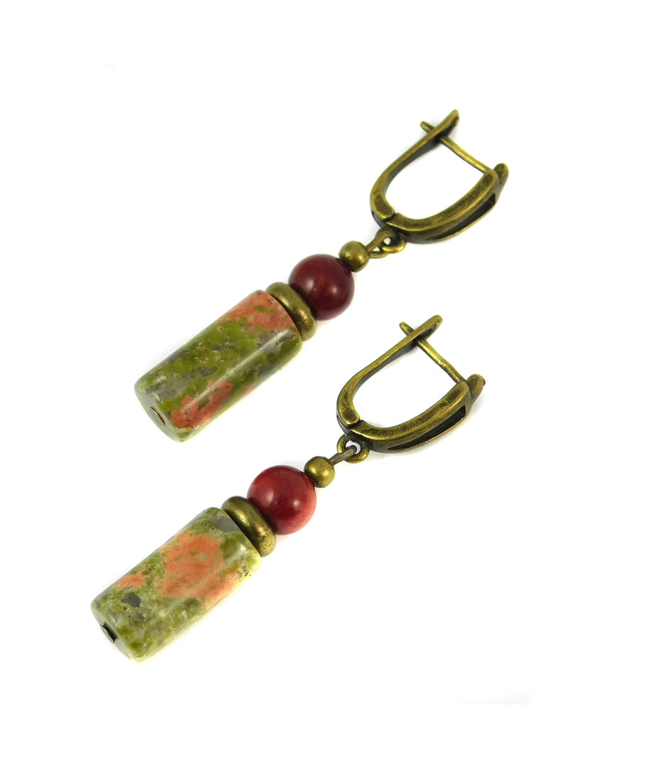 Earrings "Tendency" Coral, Jasper