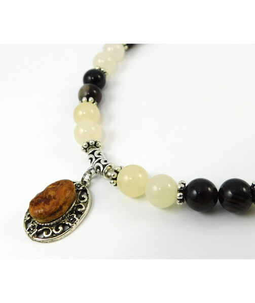 "Solar" necklace Amber, Agate, Onyx