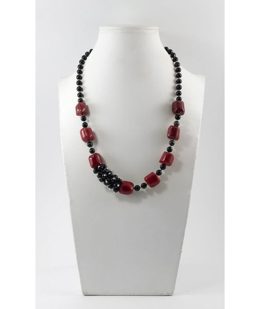 Necklace "Wolf Berries" Coral, Agate