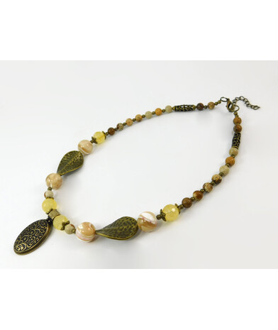 Necklace "Karakum" Mother of pearl, citrine, jasper