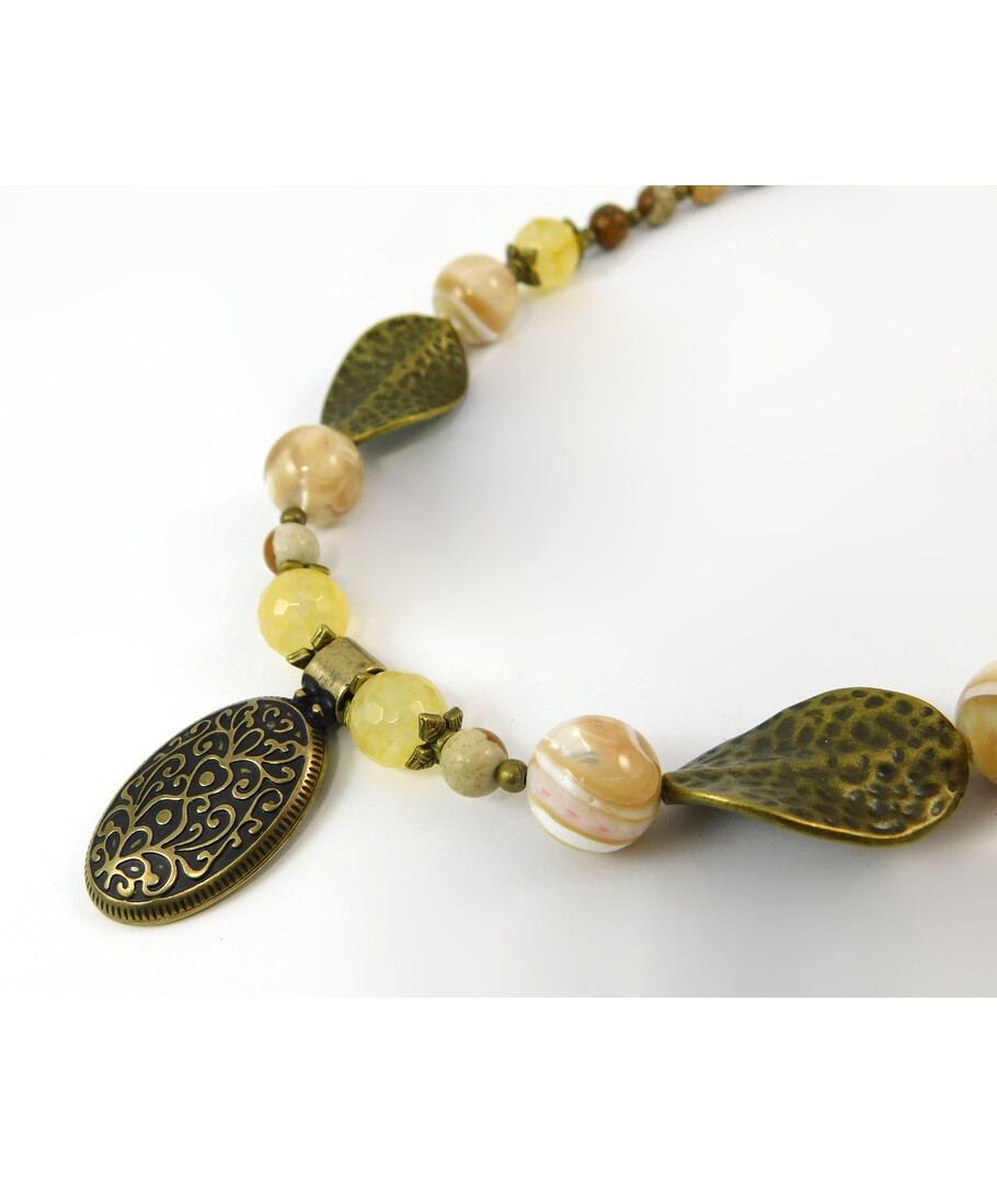 Necklace "Karakum" Mother of pearl, citrine, jasper