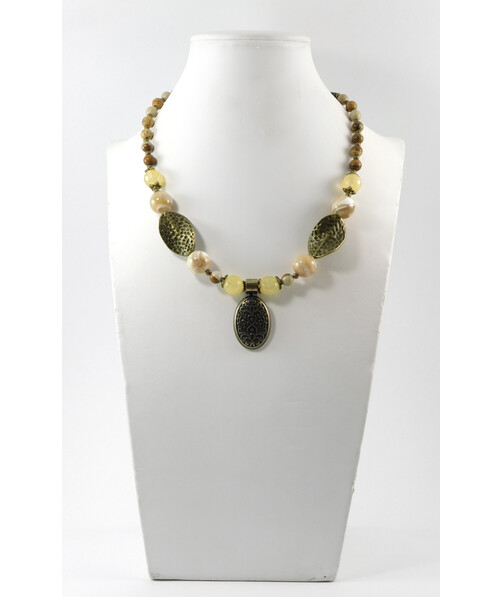 Necklace "Karakum" Mother of pearl, citrine, jasper