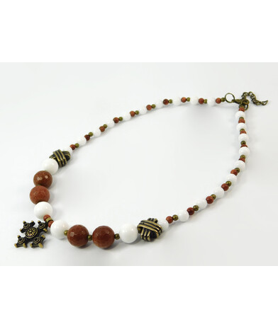 Necklace "Tottori" Agate, Aventurine