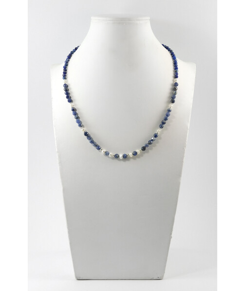 Necklace "Sabina" sodalite, lapis lazuli, pearls, silver