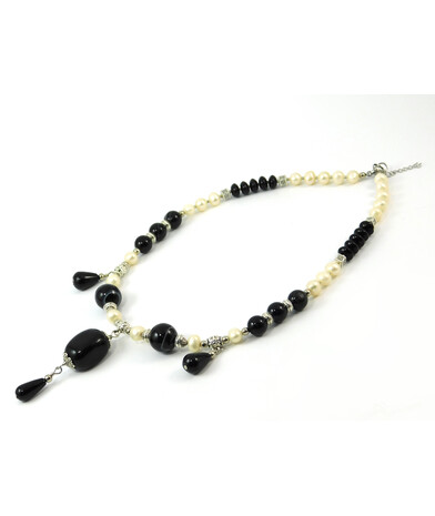 Necklace "Circea" Agate, Pearls