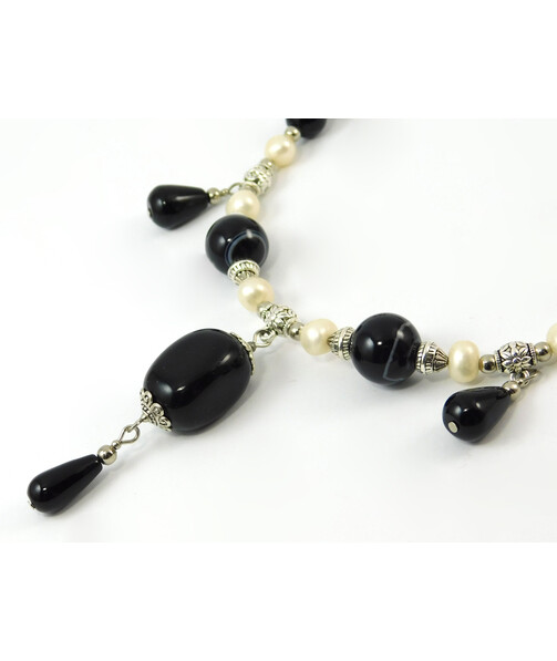 Necklace "Circea" Agate, Pearls