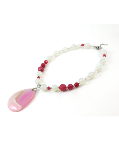 "Adara" necklace Synthetic moonstone, Quartz, Agate pendant