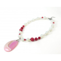 "Adara" necklace Synthetic moonstone, Quartz, Agate pendant