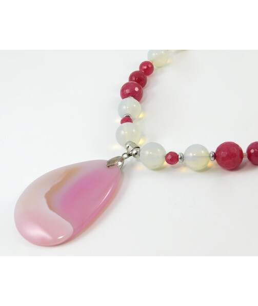 "Adara" necklace Synthetic moonstone, Quartz, Agate pendant