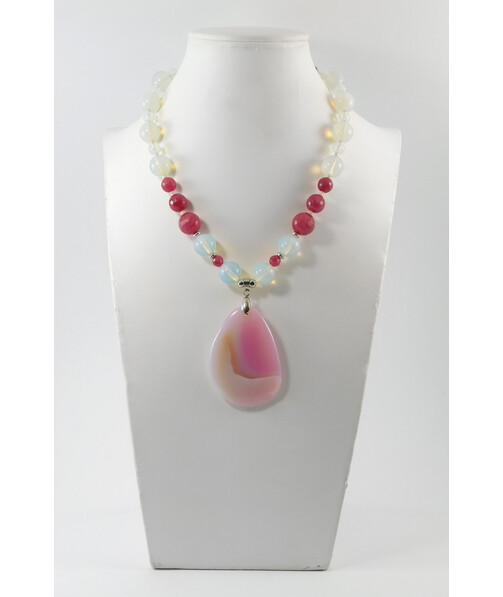 "Adara" necklace Synthetic moonstone, Quartz, Agate pendant