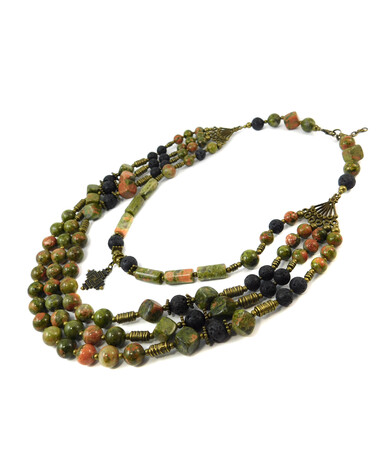 Necklace "Trojan" Jasper, Lava