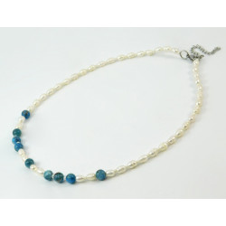 Necklace "Seahorse" Pearls, Apatite